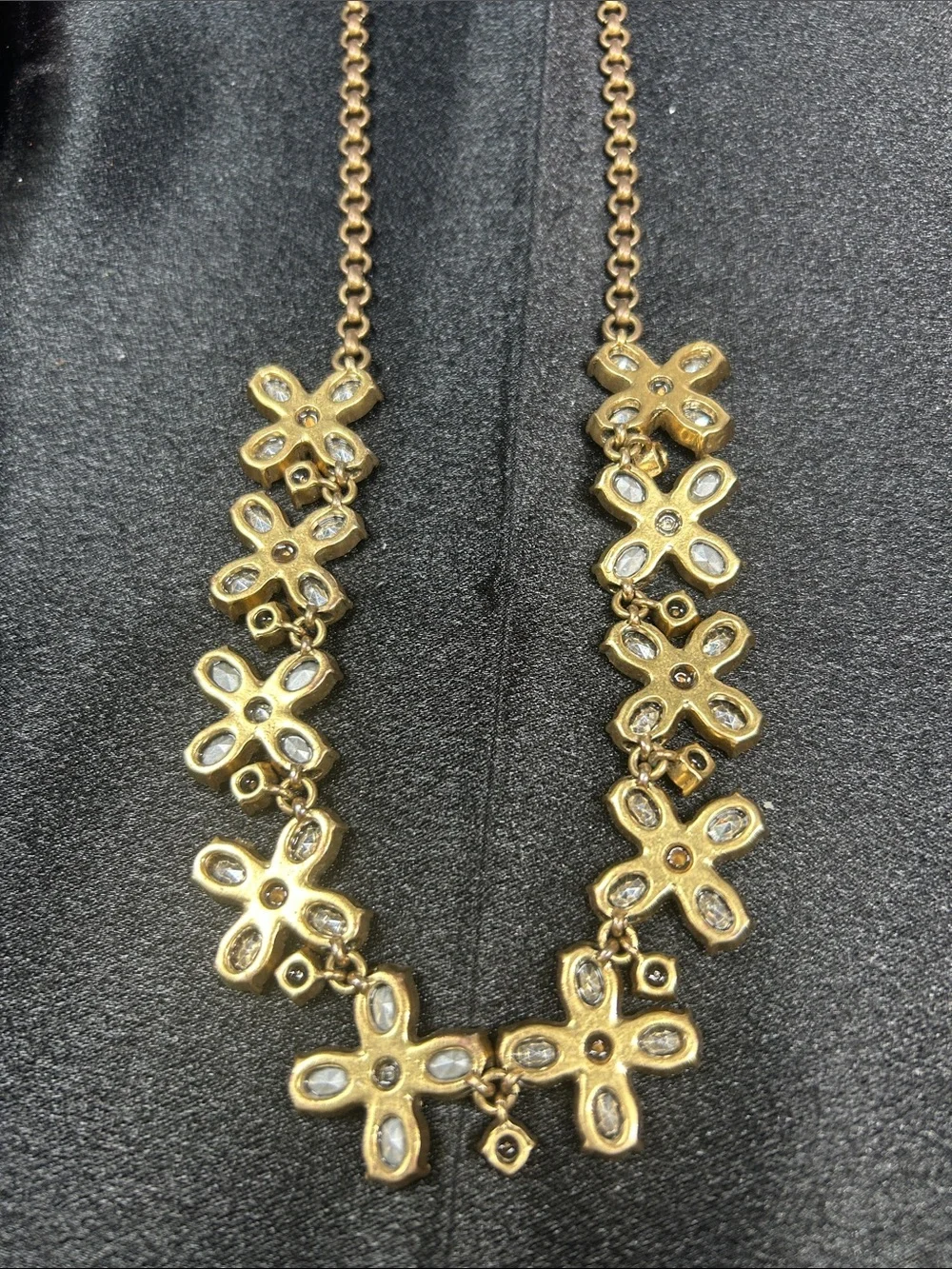 J. Crew Floral Statement Necklace in Beige and Smoke